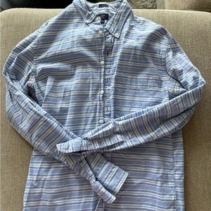 J. Crew Casual Blue and White Striped Shirt